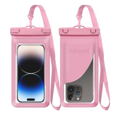 Imagem de Capa de telefone à prova d'água, com protetor interno de cartão, bolsa seca universal para celular, acessórios de praia sob a água (rosa)