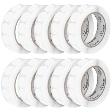 Imagem de Perco Etiquetas adesivas transparentes perfuradas de 2,5 cm — 10 rolos, 10.000 adesivos redondos — com adesivo permanente para gerenciamento de inventário, codificação de cores, vendas de garagem