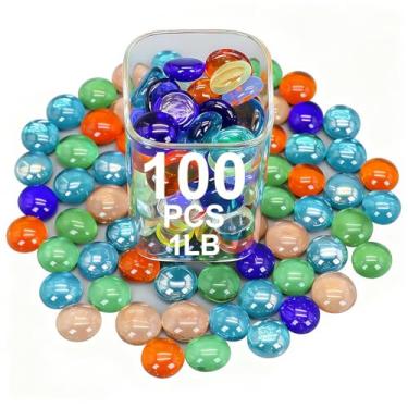 Imagem de Virekm Mini pedras de vidro para vaso, pedras de vidro de cores mistas, contas de mármore de fundo plano para aquário, plantador de aquário, artesanato, arte decorativa para casa, artesanato