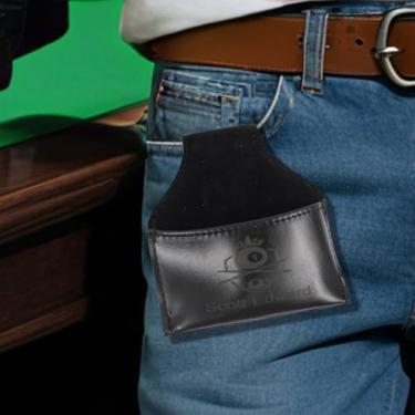 Imagem de Suporte magnético de giz para taco de sinuca com clipe de cinto, suporte de giz de bilhar de couro PU, acessórios portáteis de bilhar (padrão preto)