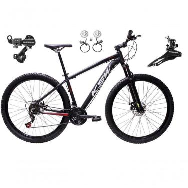 Imagem de Bicicleta Aro 29 Ksw Xlt 24v K7 Câmbios Shimano Freio Hidráulico Garfo Trava - Preto/vermelho/branco Tam.19