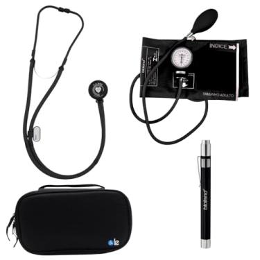 Imagem de KIT Estetoscópio Rappaport PA MED Black Total + Esfigmo + Case + Lanterna
