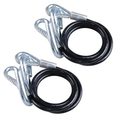 Imagem de Stegewop Cabos de segurança de reboque de aço galvanizado de 112 cm, corrente de segurança com capacidade de 2,268 kg com ganchos, cabo de 5/40.6 cm de diâmetro e ganchos S de 7/40.6 cm, pacote com 2