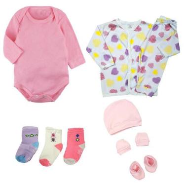 Imagem de Kit Enxoval Bebê 9 Pçs Body Conjunto Pijama e Acessório Bebê - Koala B