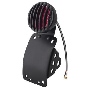 Imagem de Luzes traseiras para motocicleta, suporte lateral, luz traseira, placa de freio compatível com Harley Bobber Cafe Racer Cruiser Honda Shadow Yamaha Suzuki Kawasaki (kit de grade preta)