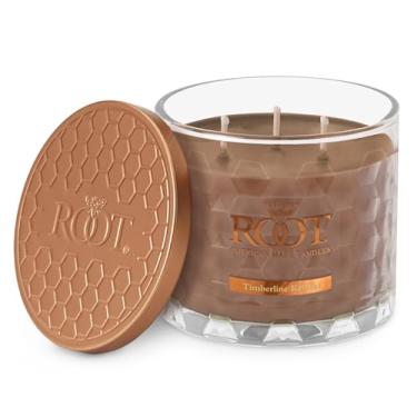 Imagem de Root Candles Vela perfumada com mistura de cera de abelha de favo de mel premium feita à mão, 340 g, 3 pavios, Timberland Retreat