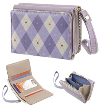 Imagem de Linda carteira xadrez infantil para meninas de 6 a 14 anos – Carteira infantil de Natal, presentes de aniversário para meninas pequenas ou adolescentes, Roxa, 4.3 x 3.4 x 1.4 in