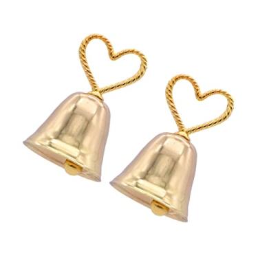 Imagem de 2 peças de porta-cartões em forma de sino de coração, clipes de fotos de metal dourado para casamentos, clipes de lembretes exclusivos para noivas e suportes de mesa