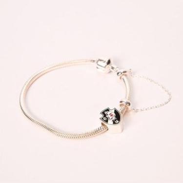 Imagem de Berloque Vasco Escudo em Prata 925 Esmaltado + Pulseira Tamanho 19 cm-Unissex