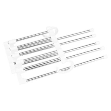 Imagem de 2 Cabide Organizador 5 Hastes Multiuso Inox Dobrável Calças