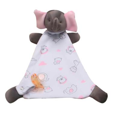 Imagem de Naninha para Bebê com Prendedor de Chupeta Bichinhos Estampada Algodão (100% Poliéster, Elefante rosa)