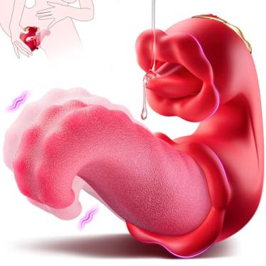 Imagem de Vibrador adulto Sex Toys para mulheres - vibradores de língua 4 em 1 Dildo Rose Sex Toys com 10 modos de lambida do clitóris e 10 modos de vibração, estimulador de sucção do clitóris, ferramentas 1