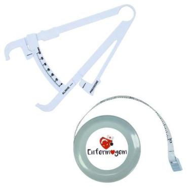 Imagem de Kit Avaliacao Fisica Medir Gordura Corporal Fita Metrica Imc Adipometr