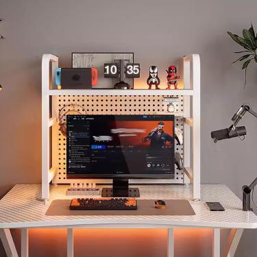 Imagem de Estante De Computador, Prateleira De Metal Multifuncional, Estante Industrial, Estante De Ferro Forjado, Organizador Para Dormitório Doméstico E Escritório, Bianco, 135x20*68cm