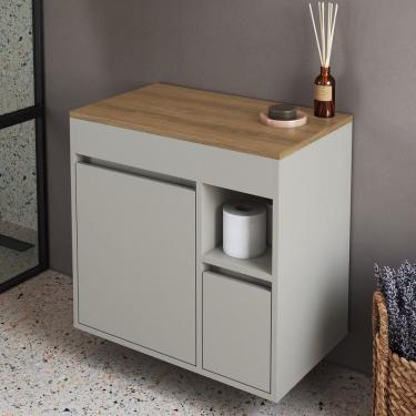 Imagem de Balcão Gabinete de Banheiro Suspenso 60 Bangladesh com 1 Porta e 1 Gaveta Arenas