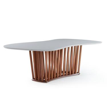Imagem de Mesa De Jantar Retangular De Madeira Essência 220cm X 120cm Lamina De Cinamomo