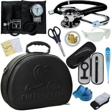 Imagem de Kit Enfermagem Maleta Completa Estagio Super Luxo - Love Saude, PRETO 