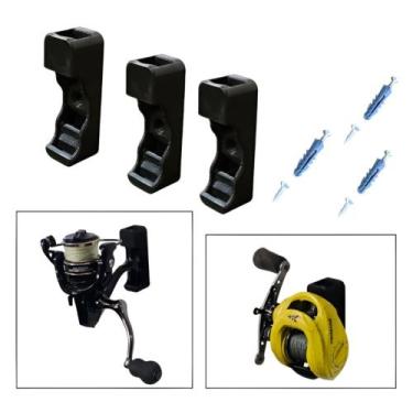 Imagem de Kit 3 Suporte Parede Molinete Carretilha Organizador Pesca - Mountoz