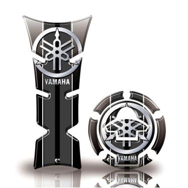 Imagem de Kit Protetor De Tanque E Bocal Moto Yamaha Diapasão Cinza Preto
