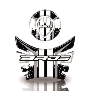Imagem de Kit Adesivo Protetor De Tanque Moto Bros Honda Ano Até 2015 Cores E Modelos Bros - Preto E Branco