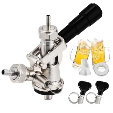 Imagem de Dbgogo Acoplador de barril europeu Sankey S, sonda de aço inoxidável de 1/10.2 cm Beer Barb Corpo de latão 5/40.6 cm Tailpiece Gas Tailpiece Draft Kegerator Tap Dispenser com válvula de alívio de