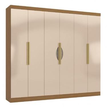 Imagem de Guarda Roupas 6 Portas 4 Gavetas R580 Kappesberg Canela e Macadâmia