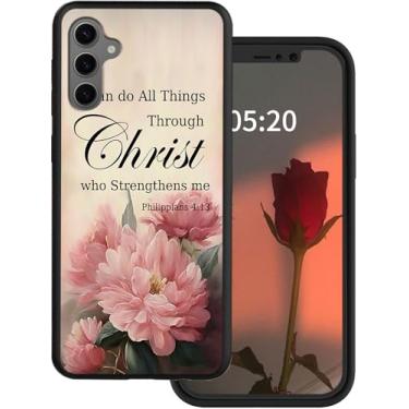 Imagem de Capa para celular Galaxy A16 5G para Samsung Galaxy A16 4G Capa de 6,7 polegadas 2024 com design de flor Philippians 4-13 fina macia de silicone TPU carregamento sem fio antiarranhões à prova de