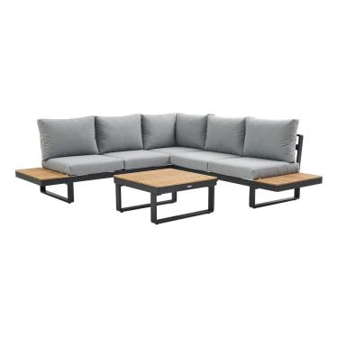 Imagem de Conjunto De Jardim Aluminio Cinza E Preto 5 Pecas Sofa Mesa