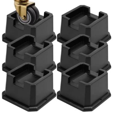 Imagem de MCXYEM Elevação ajustável para móveis de cama elevações em alturas elevadores resistentes para postes e rodas de móveis sofá-cama sofá cadeira mesa (conjunto de 6, roda fixa 5.1 cm)