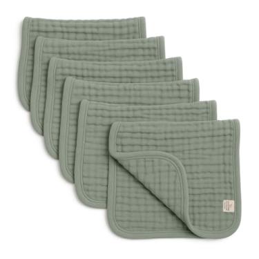 Imagem de Lululamb 6 camadas de panos de musselina para bebês (50,8 cm x 25,4 cm, pacote com 6) ultra-absorvente 100% algodão, macio e suave para pele sensível, panos extra grandes para arrotar bebês meninos e