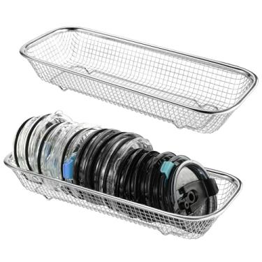 Imagem de 2 peças de suportes de tampa de aço inoxidável para copos de copo, cestas de malha para armazenamento de cozinha, organizadores de armário de 30 cm