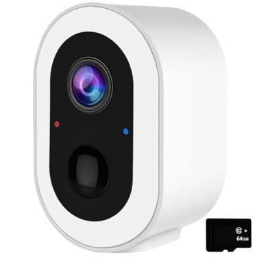 Imagem de Câmera de vigilância sem fio interna e externa, alimentada por bateria, visão noturna HD, detecção de movimento pir, áudio bidirecional, compatível com iOS/Android, resistente a poeira e água IP65