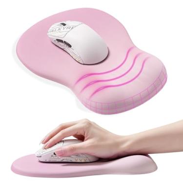 Imagem de Mouse pad ergonômico com suporte de pulso, mousepad com descanso de pulso de espuma viscoelástica e base antiderrapante para computador, café, casa e escritório, acessórios de mesa de escritório de