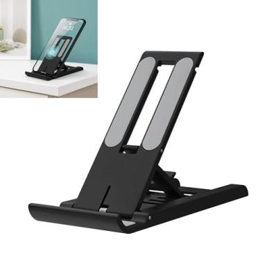 Imagem de Suporte de telefone dobrável para mesa | Suporte dobrável ajustável de seis posições para celular | Suporte preto para mesa e smartphone | Celular e acessórios para homens e mulheres