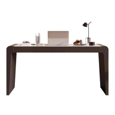 Imagem de Mesa de trabalho Mesa de escritório moderna e minimalista com gavetas bolso lateral, luxuosa mesa escrita para laptop laje rocha carregador(M)