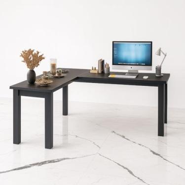 Imagem de Mesa Gamer em L Industrial Estilo Vintage Funcional p, Computadores e Escritório,escrivaninha,escrivaninha para quarto(PRETO)