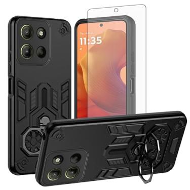 Imagem de Asuwish Capa de celular para Motorola Moto G15 4G LTE com protetor de tela de vidro temperado e suporte de anel rígido fino de couro sintético híbrido, acessórios para celular MotoG15 G 15 XT2521-2