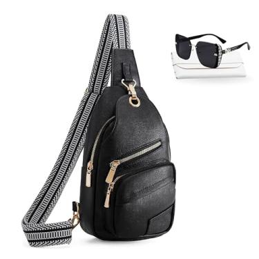 Imagem de Conjunto de mochilas, bolsas transversais para mulheres, pochetes sobre o ombro com óculos de sol, 02 - Preto