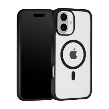 Imagem de Capes Capa Impact Armour para iPhone 16 Plus, à prova de choque, proteção de grau militar contra quedas de 3 metros, compatível com capa traseira MagSafe, não amarela, PC + TPU + capa transparente TPE