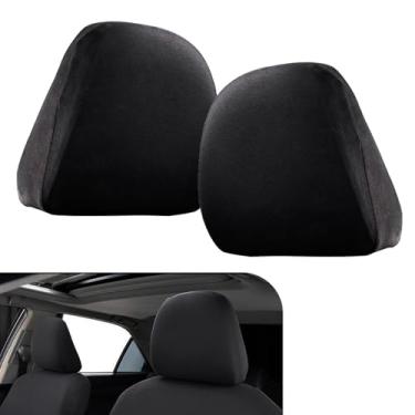 Imagem de Dogary 2 peças de capas de encosto de cabeça de carro, capas antiderrapantes de cobertura total com veludo espesso, proteção elegante para carro elástico macio à prova de arranhões, universal para a
