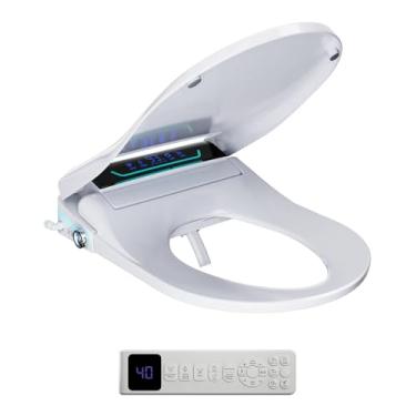 Imagem de Sanyipace Assento sanitário bidê, assento sanitário elétrico alongado aquecido inteligente com água morna e secador, bocal autolimpo, luz noturna, tampa automática de fechamento suave, função de