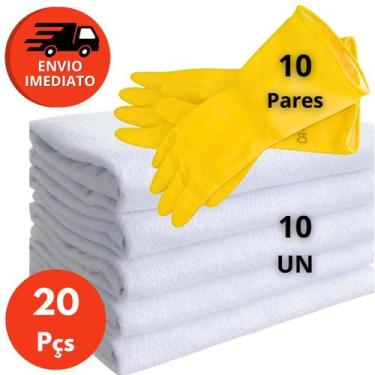 Imagem de Combo Pano Chão Saco Alvejado 45x70 Duplo Algodão E Luva Látex Multius