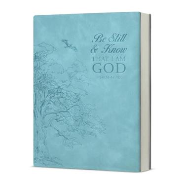 Imagem de KSFFWQIN Caderno de Diário Cristão Versículo da Bíblia Be Still and Know That I Am God Journal Salmo 46:10 Caderno de Escrita Escritura Presentes Religiosos para Mulheres e Homens