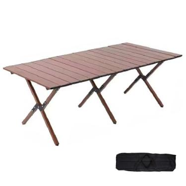 Imagem de Diaeunrte Mesa de acampamento dobrável, leve de 122 cm, mesa de piquenique portátil de alumínio com bolsa de transporte para atividades ao ar livre, praia, piquenique, quintais, churrasco e festa cor