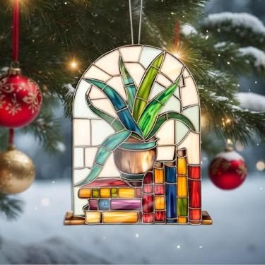 Imagem de Enfeites de Natal para pendurar em cristal, enfeites de árvore de Natal feitos à mão, decoração de carro e casa - presentes de Natal, decoração de artesanato em acrílico, ideias de troca de presentes