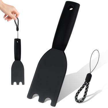 Imagem de LUSTRIB Raspador universal compatível com George Foreman e a maioria das grelhas internas ranhuradas, ferramenta de limpeza de espátula de nylon resistente ao calor com cordão preto camuflado para