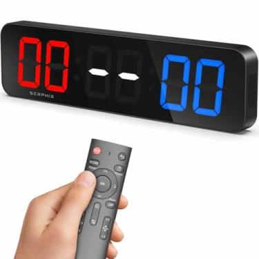 Imagem de SERPHIX Placar digital grande de LED de 38,6 cm, cor de LED variável, cronômetro, placar eletrônico de mesa com controle remoto, marcador de pontuação para jogos/buraco de milho/esportes de tênis de