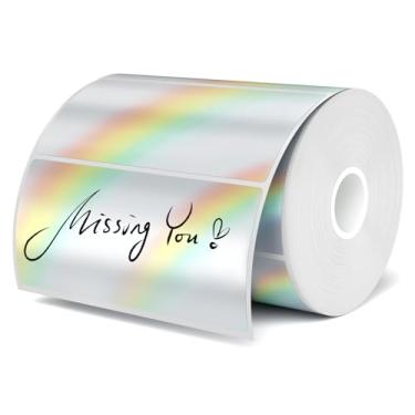 Imagem de Etiquetas adesivas térmicas holográficas de 5 x 2,5 cm, com ondulação arco-íris e glitter, adequadas para todas as etiquetas, aplicações de logotipo DIY personalizado, à prova d'água e resistente a