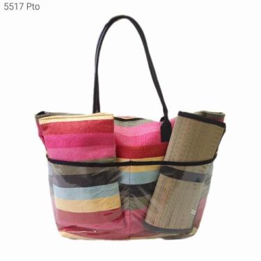Imagem de Bolsa Sacola de Praia Palha com Esteira e Almofada 5517 - H2 Bolsas, P