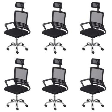 Imagem de Kit 6 Cadeiras Escritório Presidente Tela Mesh Lyon - Espresso Móveis